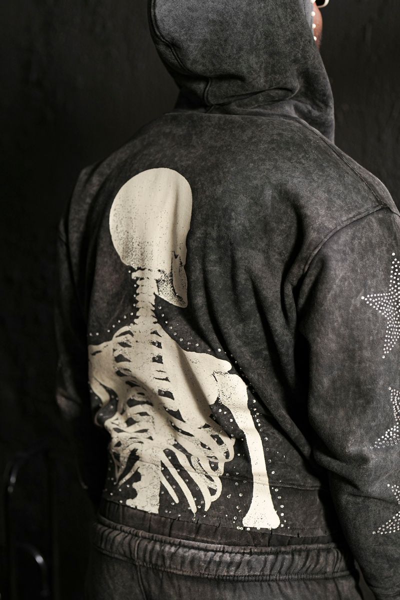 ELITE Skull Premium Heavy GSM Men's Track Set/Black Wash 1064-BLACK