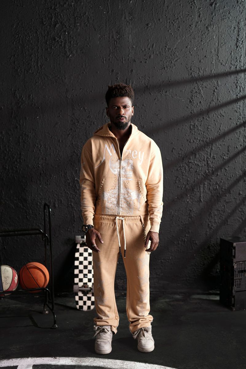 ELITE Skull Premium Heavy GSM Men's Track Set/Peach 1066-PEACH