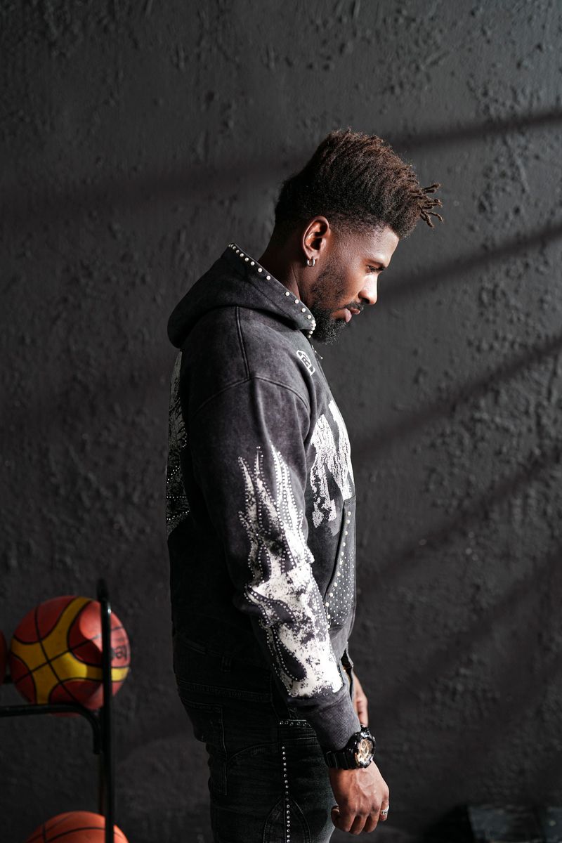 ELITE Noble White/Black Washed Rhinestone + Pearls Zip-Up