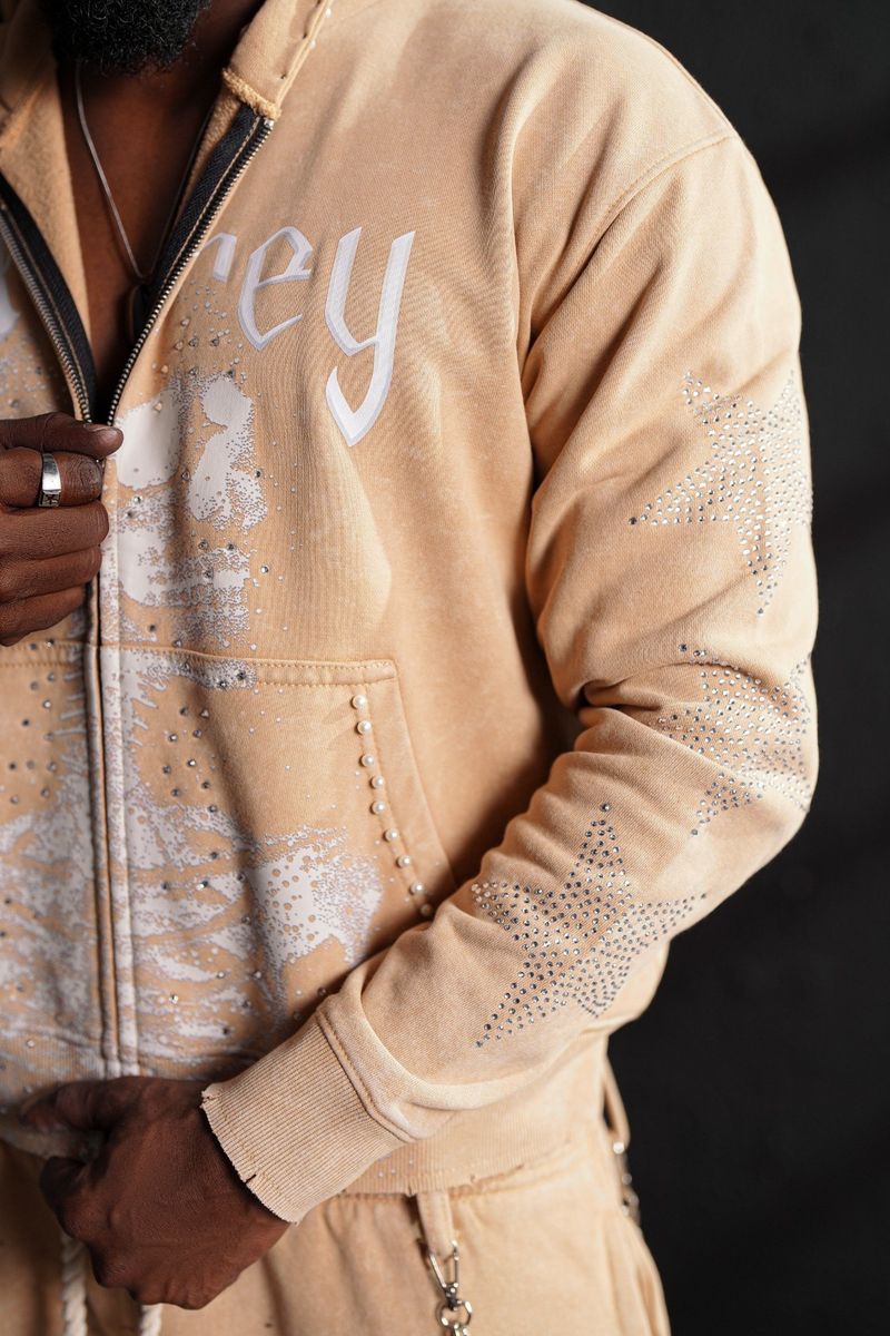 ELITE Skull Premium Heavy GSM Men's Track Set/Peach 1066-PEACH