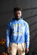 ELITE Saints Washed Rhinestone + Pearls Hoodie / BLUE 1072-D-BLUE