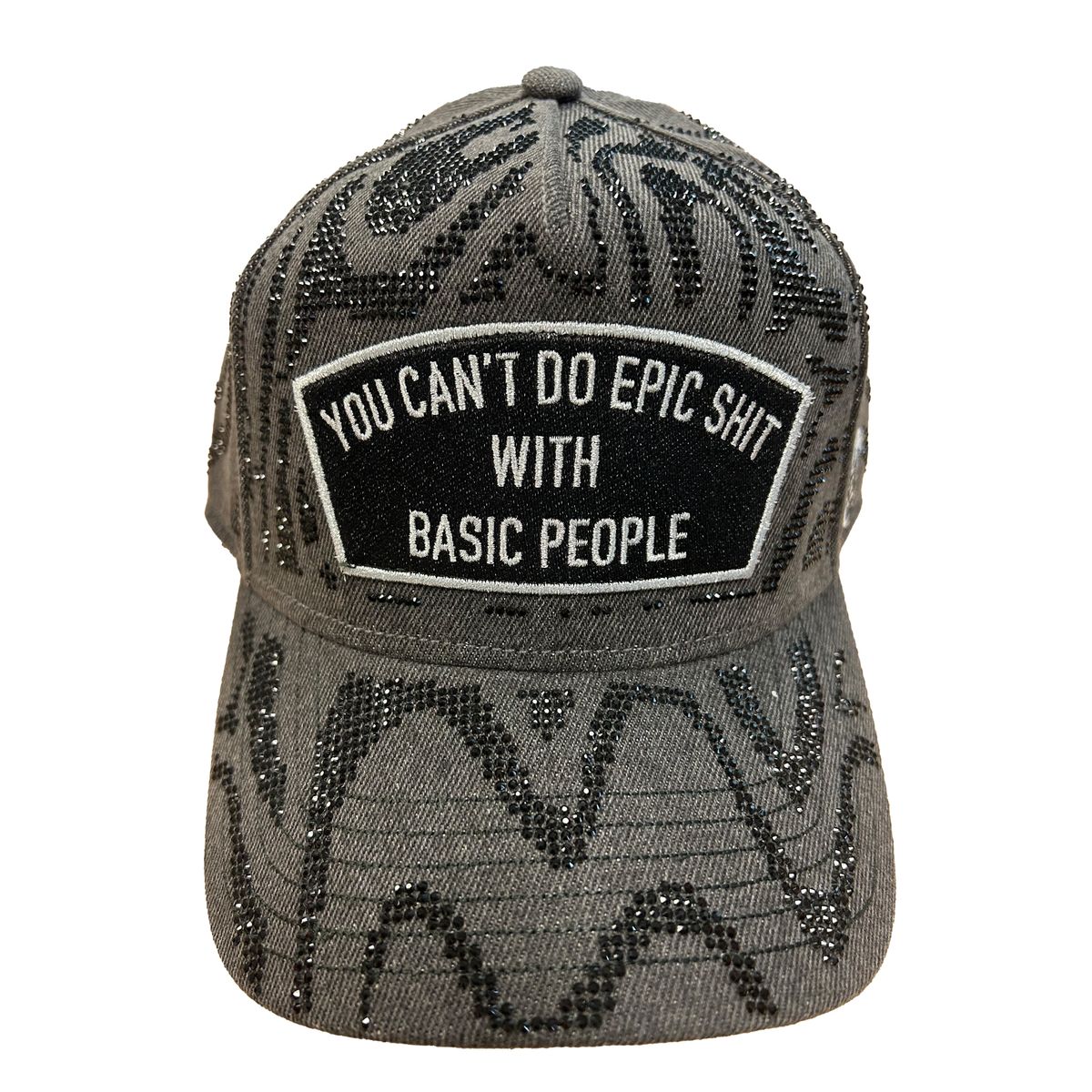 MESH 5 PANEL A FRAME TRUCKER HAT "EPIC SHIT" SWIRL CRYSTALS (626AC-CH89A)