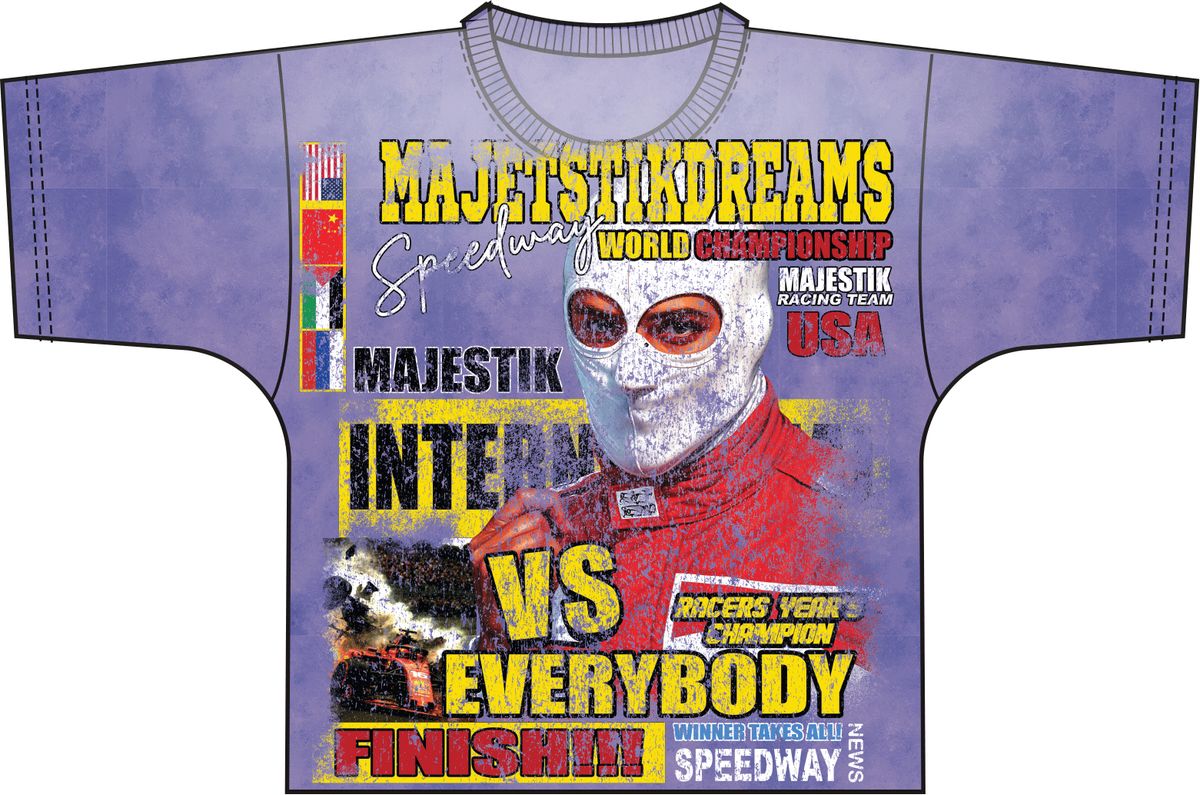 MAJESTIC MEN’S GARMENT DYED DTG PRINT TEE(W/RHINESTONE) TE2612-PURPLE