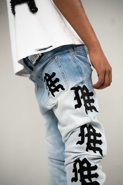 Mixed Emotion Monogram Denim Light Blue Wash