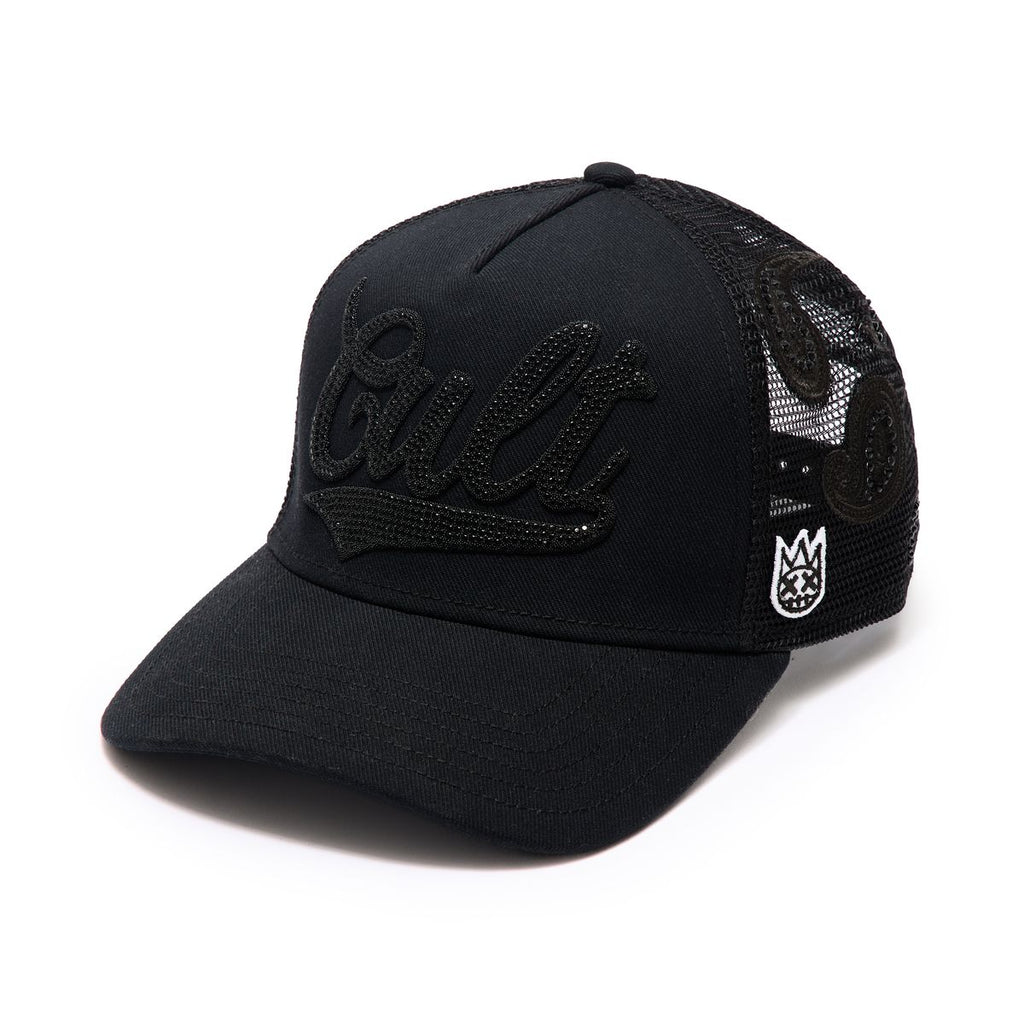 CULT CRYSTAL PAISLEY SHIMUCHAN LOGO MESH BACK TRUCKER HAT (624B11-CH73AC)