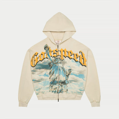 GOD SPEED Chrome Liberty Zip Hoodie V2 (Bone)