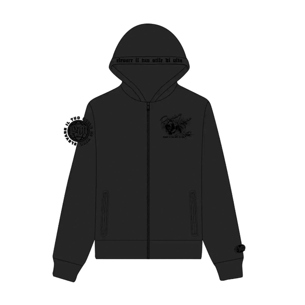 PREMIUM MILANO TONEL PANTHER ZIP HOODIE (PREM-BPZ63-818-BK)