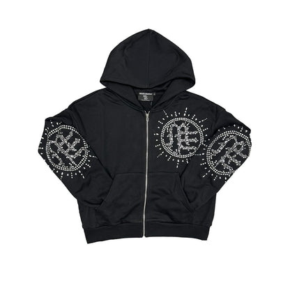 Mixed Emotion Eclipse Black Rhinestone Hoodie