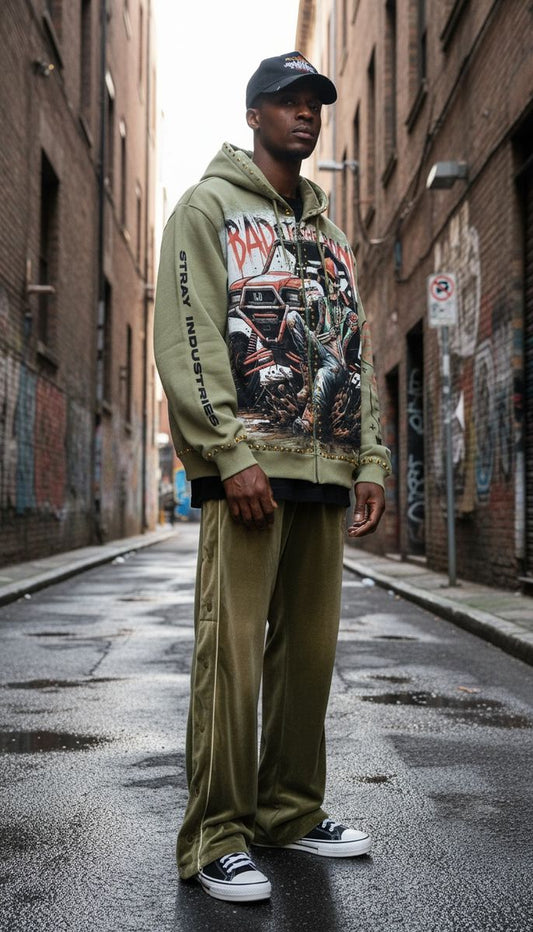 Stray full-zip hoodie (Olive) - ST1554-OLV