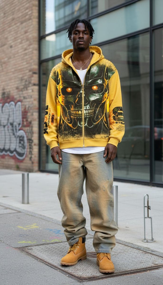 Stray full-zip hoodie (Mustard) - ST1542-MUS