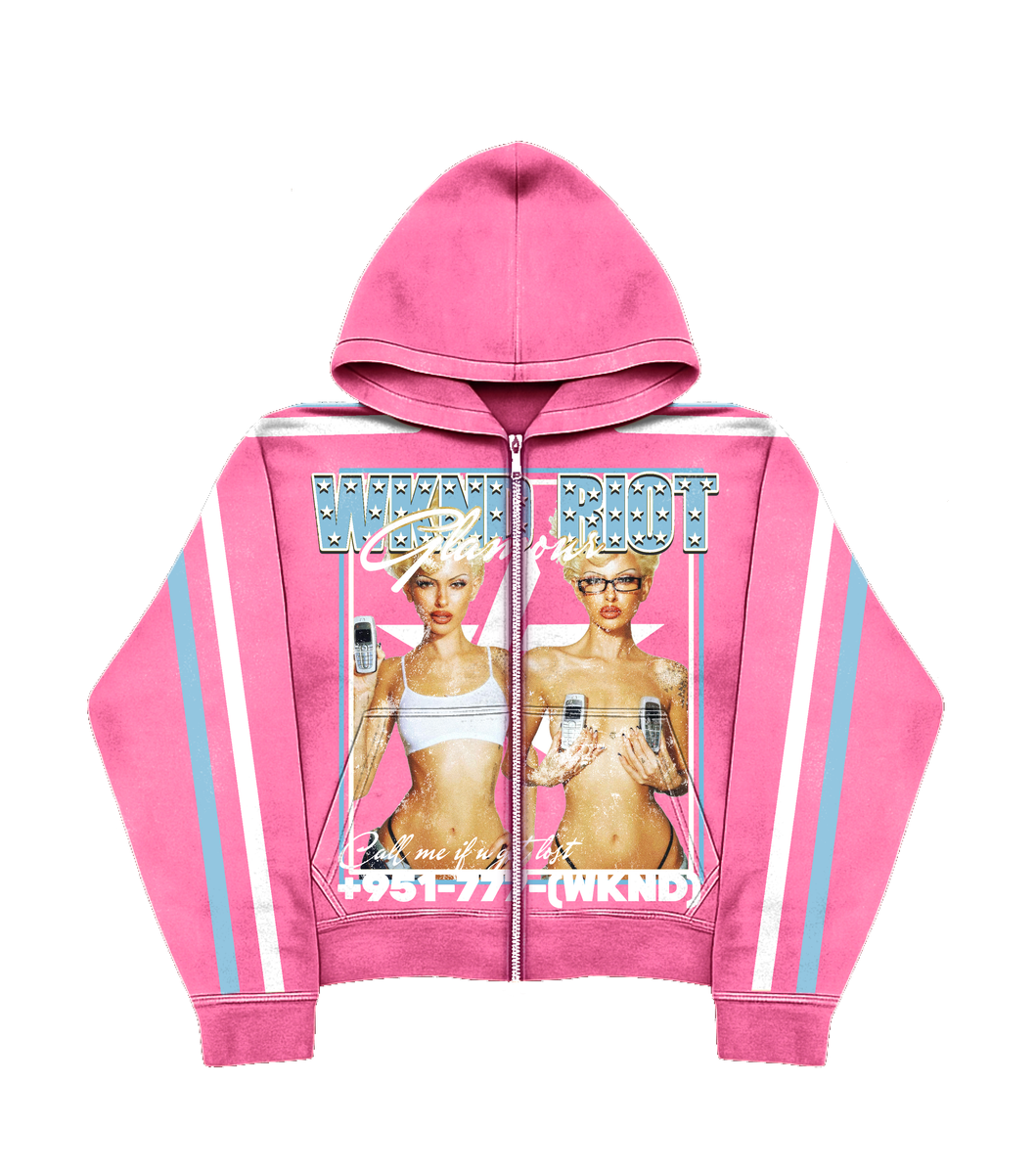 WKND RIOT CALL ME ZIP UP-PINK