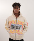 ELITE Praise Beige Washed Rhinestone + Pearls Zip-Up