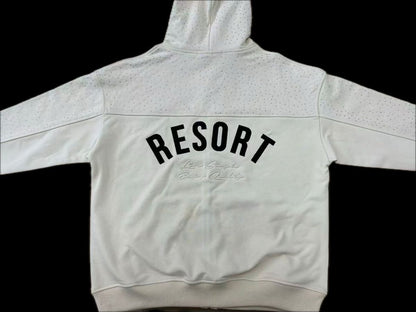 ME WAVE DISTRESSED (CREAM/BLACK) ZIP HOODIE WDS-9H0051A