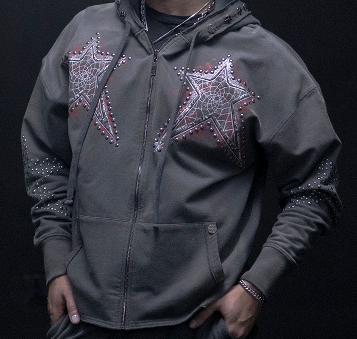 HUDSON DREAMSTATE STAR STUDS FLEECE OVERSIZED HOODY (607)