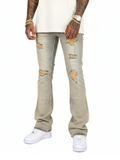VICIOUS RIP & REPAIR PREMIUM WASH FLARE DENIM VC1032 NATURAL