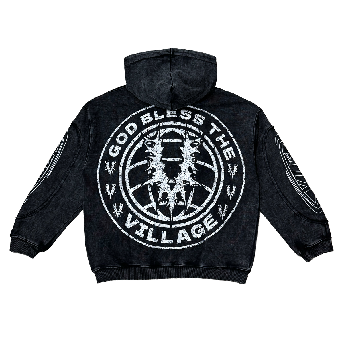 Village Chrome Panel Zip-Up Hoodie In Blk