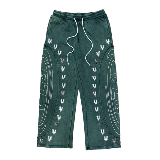 Village Chrome Panel Sweats In Green