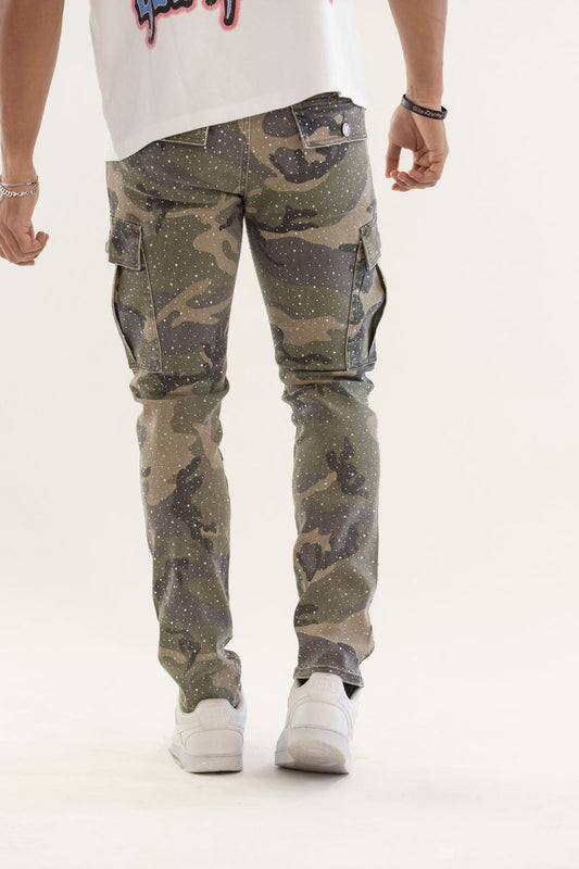 KD RHINESTONE & PEARL STACK DENIM (KD2239 GREEN CAMO)