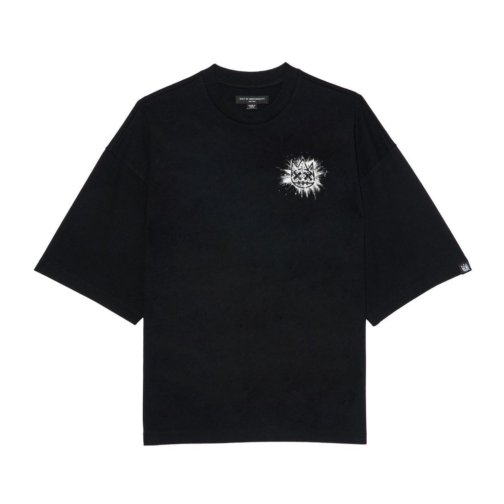 CULT OVERSIZED SHORT SLEEVE CREW NECK TEE "SPLATTER LOGO" (626A5-K22A)