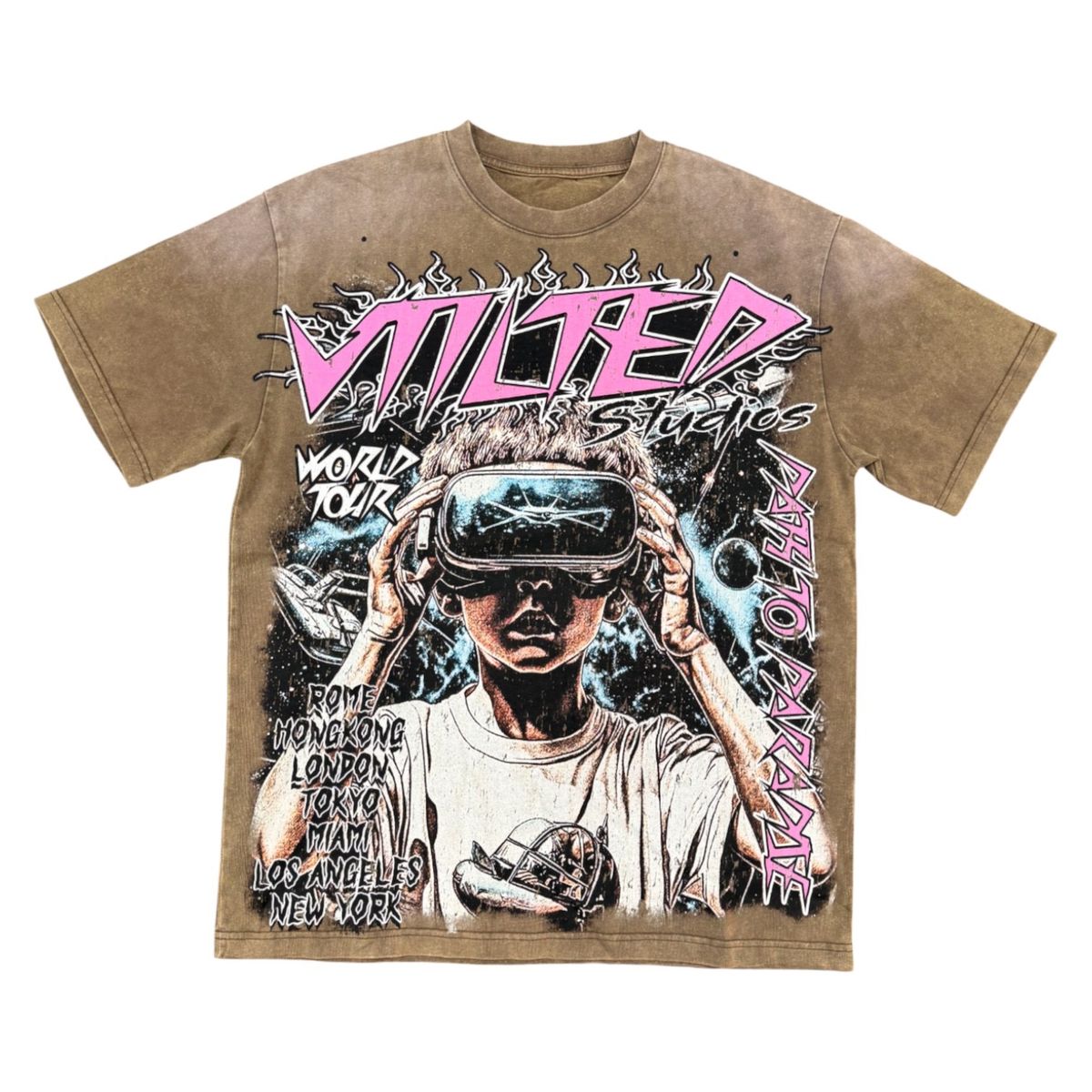 VTILTED "TOKYO" TEE (VB-29) BROWN WASH