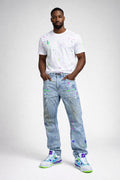 VICIOUS Carpenter Splash Flare Denim VC777 LIGHT BLUE