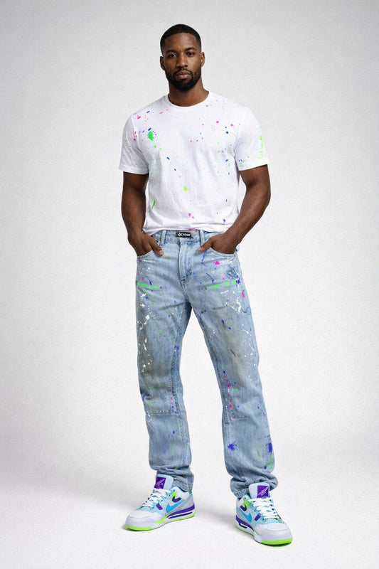 VICIOUS Carpenter Splash Flare Denim VC777 LIGHT BLUE