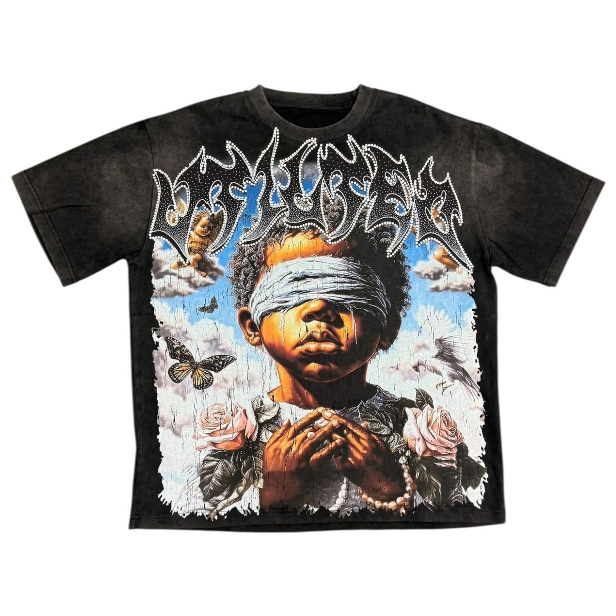 VTILTED "BLINDED" TEE (VB-03) BLACK WASH