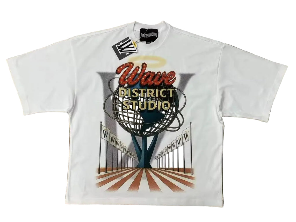 MR WAVE DISTRICT GLOBE (WHITE) OVERSIZED T SHIRT WDS-2T001A