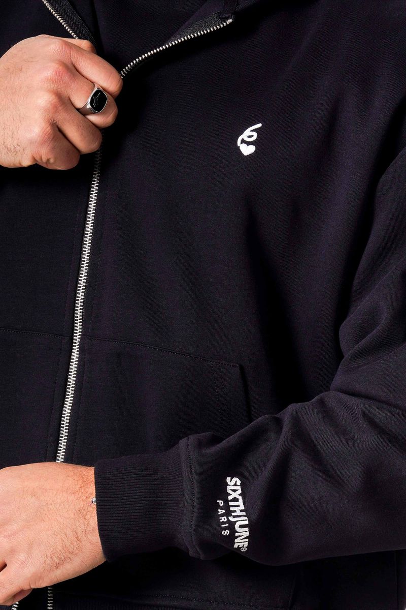 Sixth June heavy coton zipup hoodie 25910-black