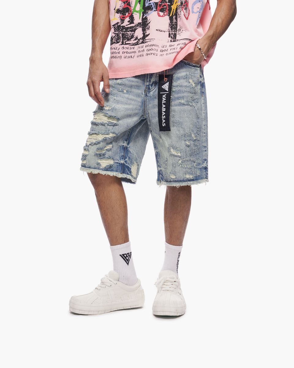 VALABASAS "CLIPPED" DENIM SHORTS (VLBS-VSH2-1034)