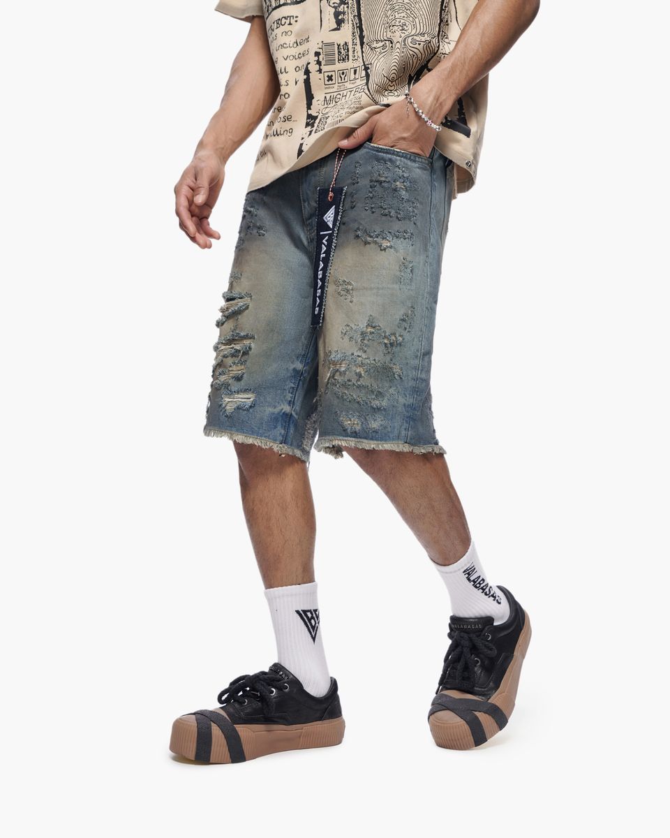VALABASAS "CLIPPED" DENIM SHORTS (VLBS-VSH2-1034)