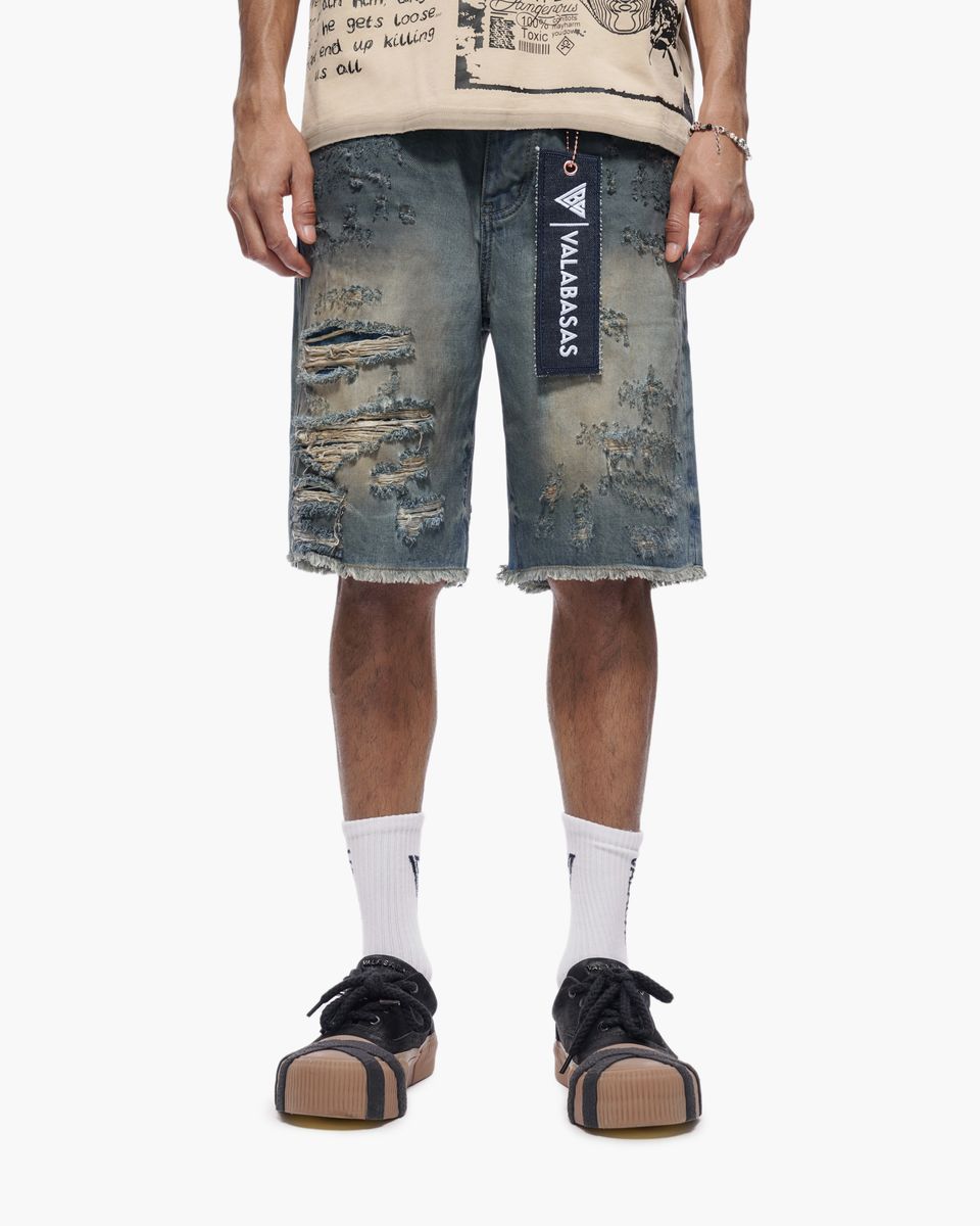 VALABASAS "CLIPPED" DENIM SHORTS (VLBS-VSH2-1034)