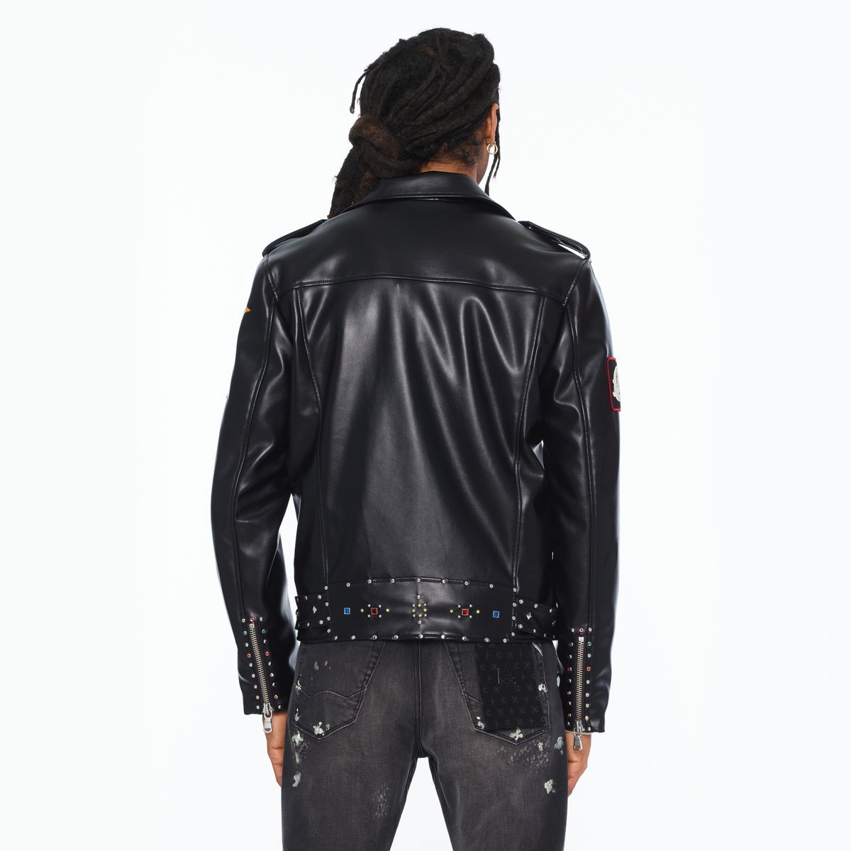 CULT LEATHER MOTO JACKET "STARS" (626B8-JL78A)