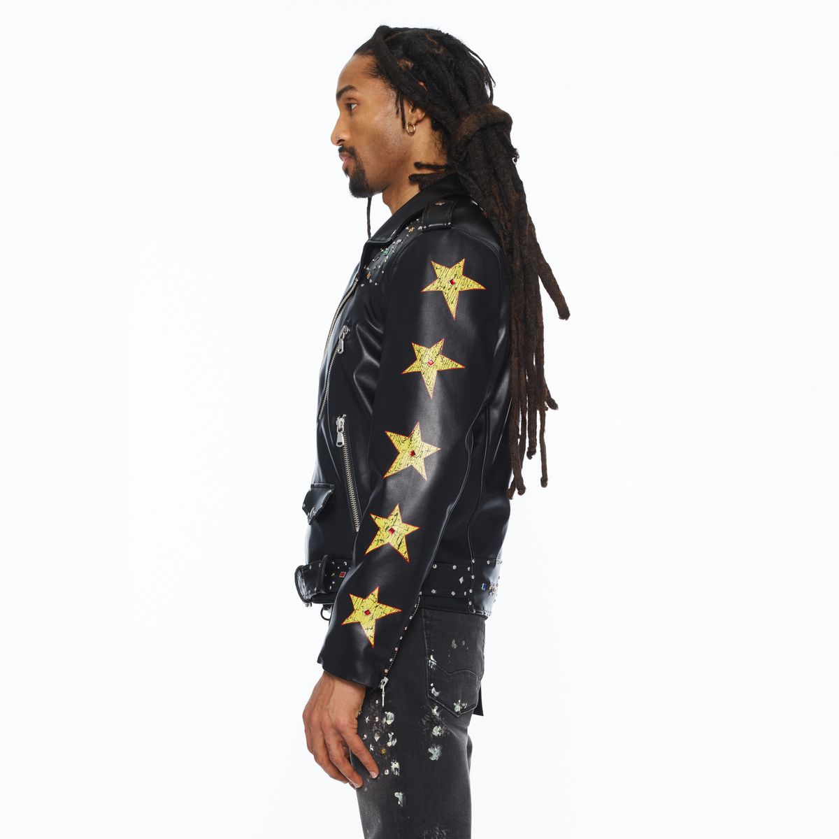 CULT LEATHER MOTO JACKET "STARS" (626B8-JL78A)