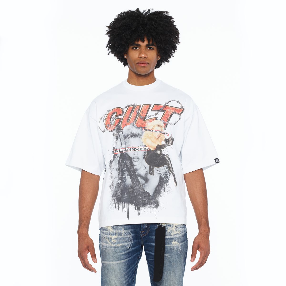 CULT BOXY OVERSIZED FIT 260 GRAMS COTTON JERSEY SHORT SLEEVE CREW NECK TEE "WORLDWIDE" (626B8-K27A)
