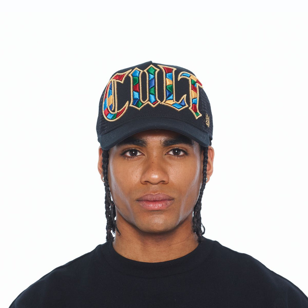 CULT MESH BACK TRUCKER CURVED VISOR " STAINED GLASS" MATCH T SHIRT