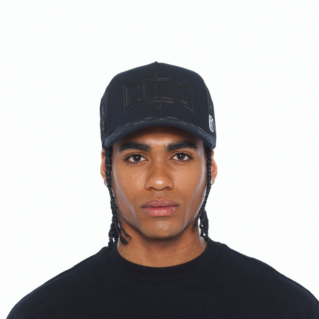 CULT MESH BACK TRUCKER CURVED VISOR " ROPE LOGO" (626BC-CH49A)