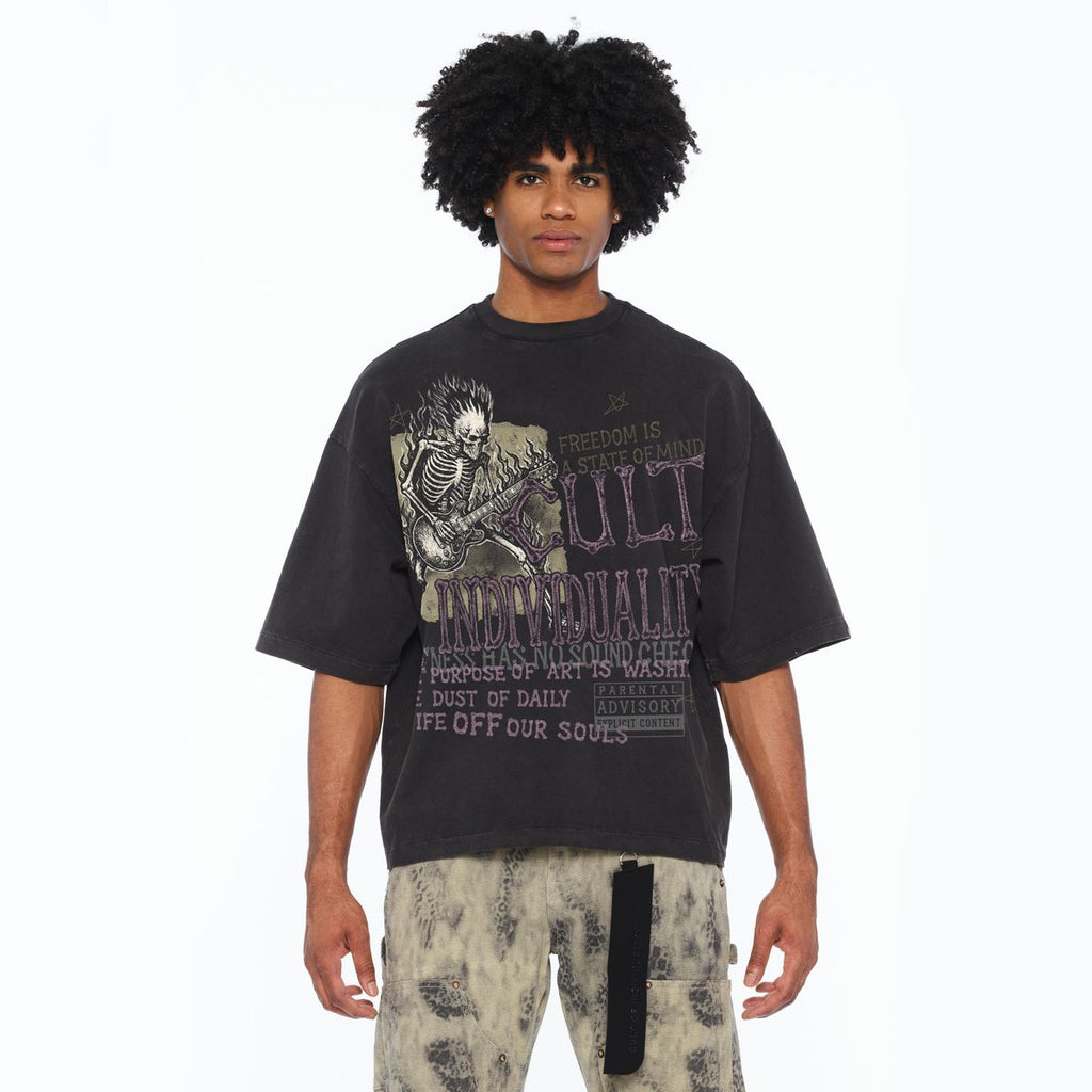 CULT BOXY OVERSIZED FIT 260 GRAMS COTTON JERSEY SHORT SLEEVE CREW NECK TEE" FREEDOM" NEW LIGHT WEIGHT TEE