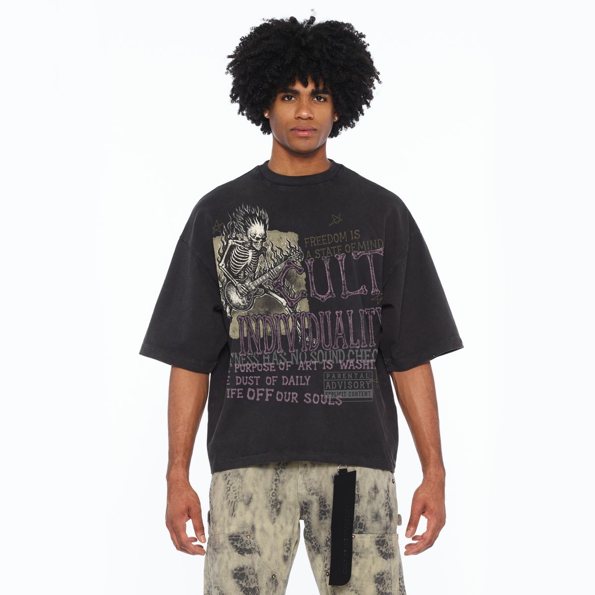CULT BOXY OVERSIZED FIT 260 GRAMS COTTON JERSEY SHORT SLEEVE CREW NECK TEE" FREEDOM" NEW LIGHT WEIGHT TEE