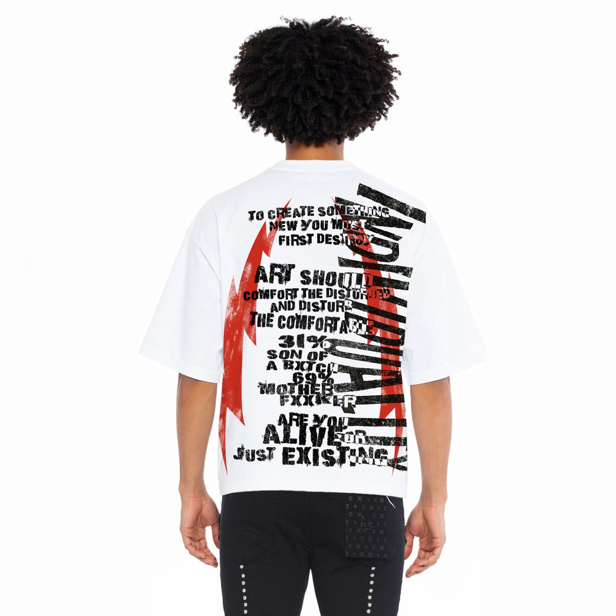 CULT BOXY OVERSIZED FIT 260 GRAMS COTTON JERSEY SHORT SLEEVE CREW NECK TEE " CULT ANARCHY"