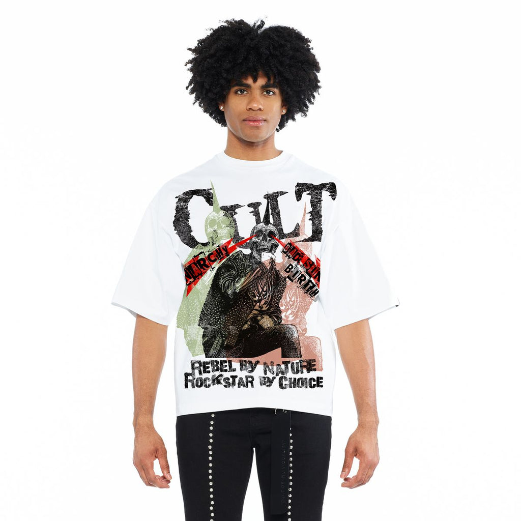 CULT BOXY OVERSIZED FIT 260 GRAMS COTTON JERSEY SHORT SLEEVE CREW NECK TEE " CULT ANARCHY"