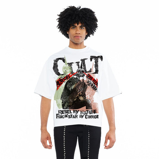 CULT BOXY OVERSIZED FIT COTTON JERSEY SHORT SLEEVE TEE " CULT ANARCHY" 626B7-K49A