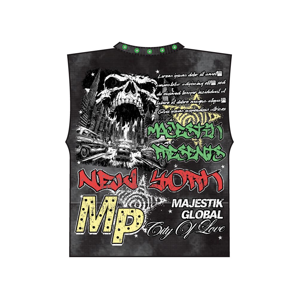 MAJESTIC DYED DTG GRAPHIC SLEEVELESS TEE W RHINESTONE (TE26031)