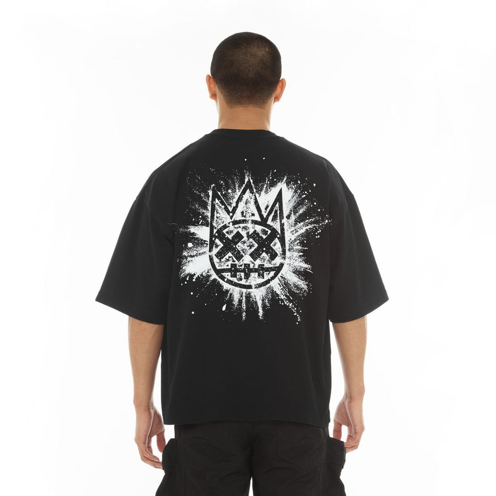 CULT OVERSIZED SHORT SLEEVE CREW NECK TEE "SPLATTER LOGO" (626A5-K22A)