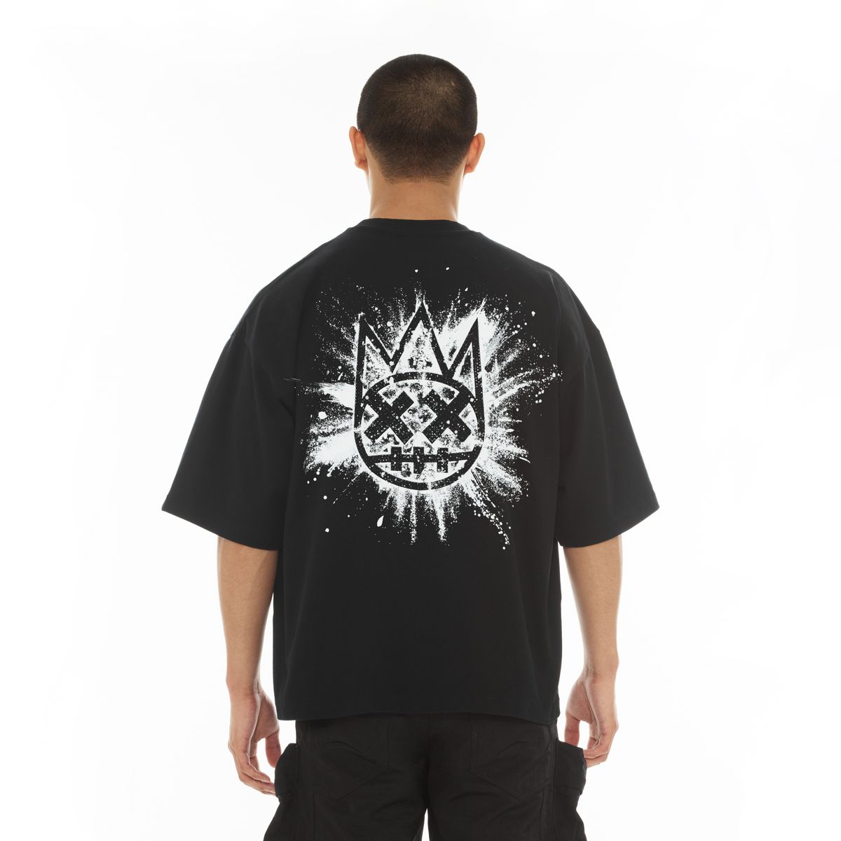 CULT OVERSIZED SHORT SLEEVE CREW NECK TEE "SPLATTER LOGO" (626A5-K22A)