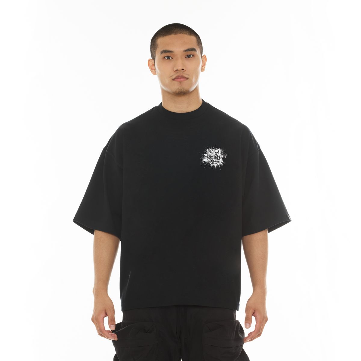 CULT OVERSIZED SHORT SLEEVE CREW NECK TEE "SPLATTER LOGO" (626A5-K22A)