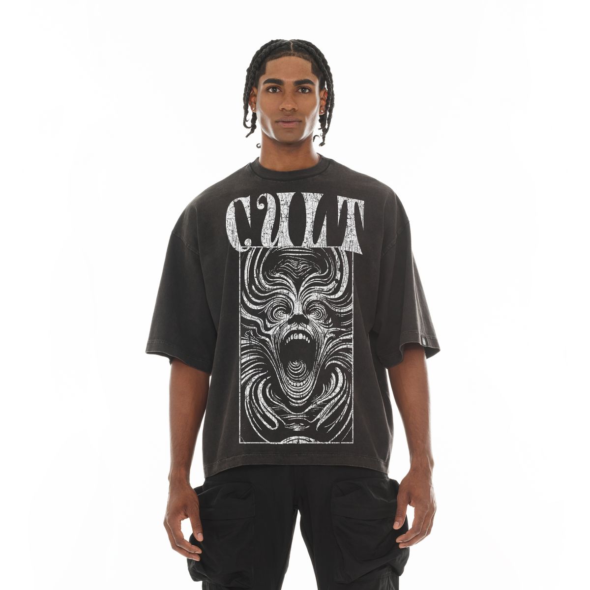 CULT OVERSIZED SHORT SLEEVE CREW NECK TEE "LOSE YOUR MIND" (626A5-K25A)