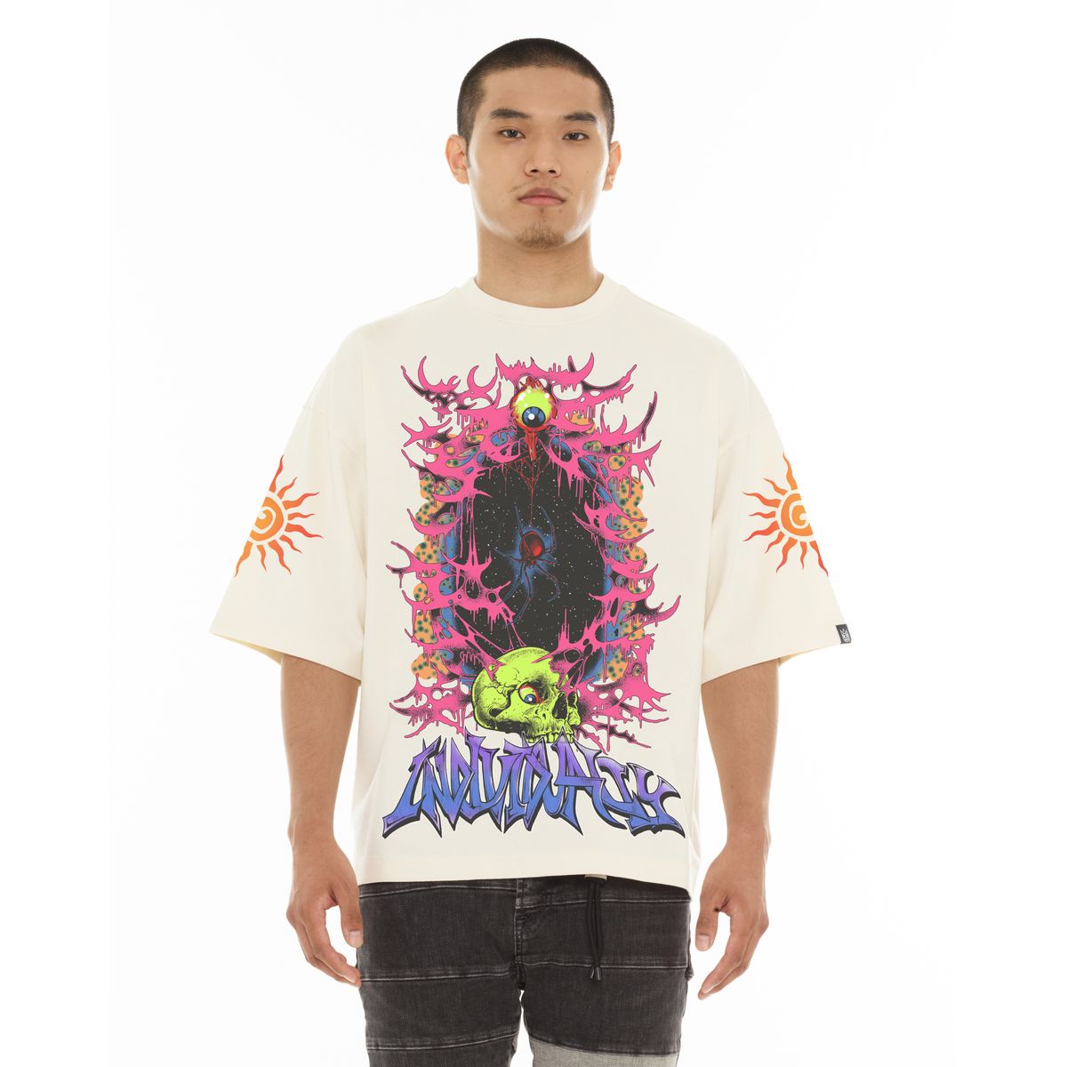 CULT OVERSIZED SHORT SLEEVE CREW NECK TEE "ALONG CAME A SPIDER" (626A5-K26A)