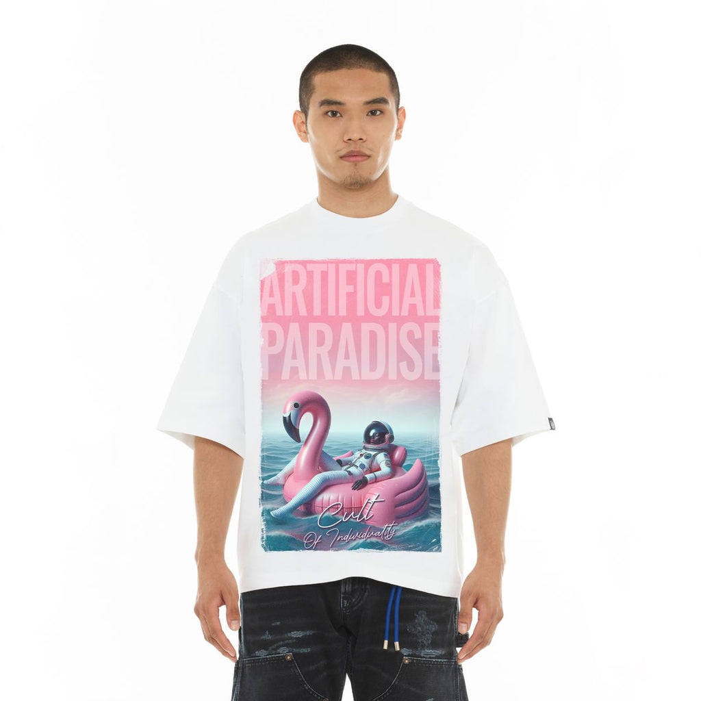 CULT OVERSIZED SHORT SLEEVE CREW NECK TEE "ARTIFICIAL PARADISE" (626A5-K47A)