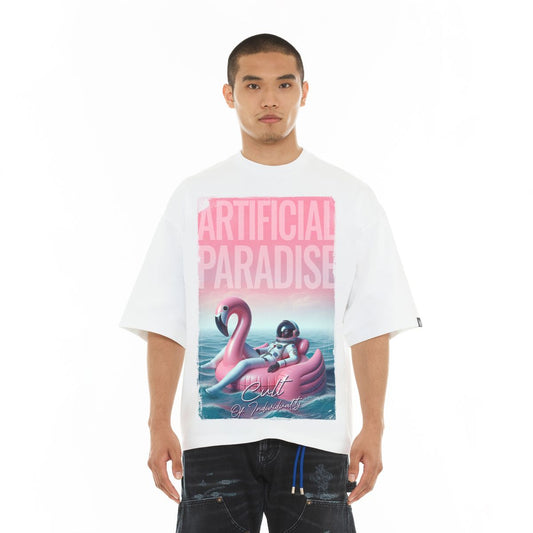 CULT OVERSIZED SHORT SLEEVE CREW NECK TEE "ARTIFICIAL PARADISE" (626A5-K47A)